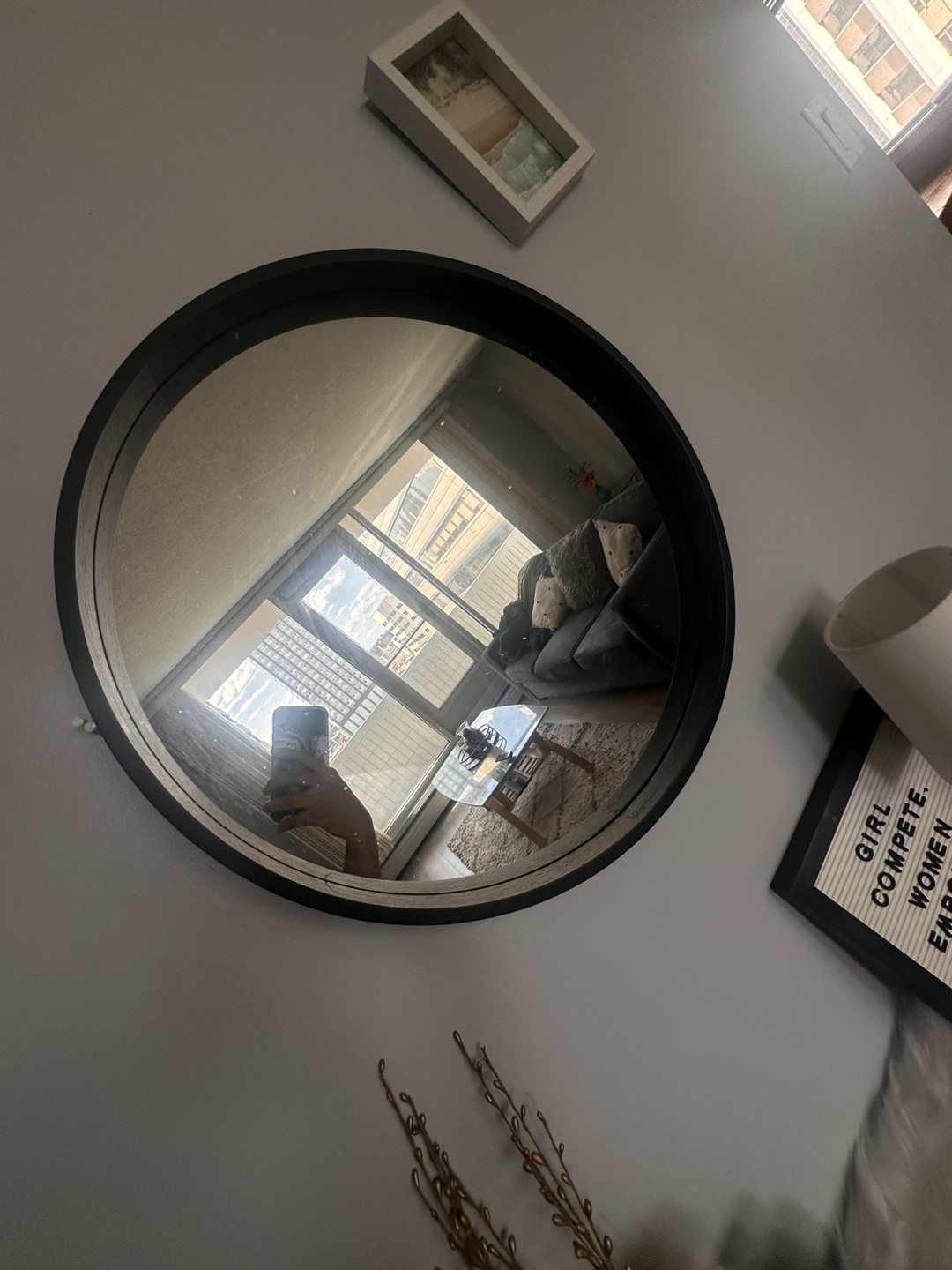 Round Wall Mirror with Black Frame - photo 2