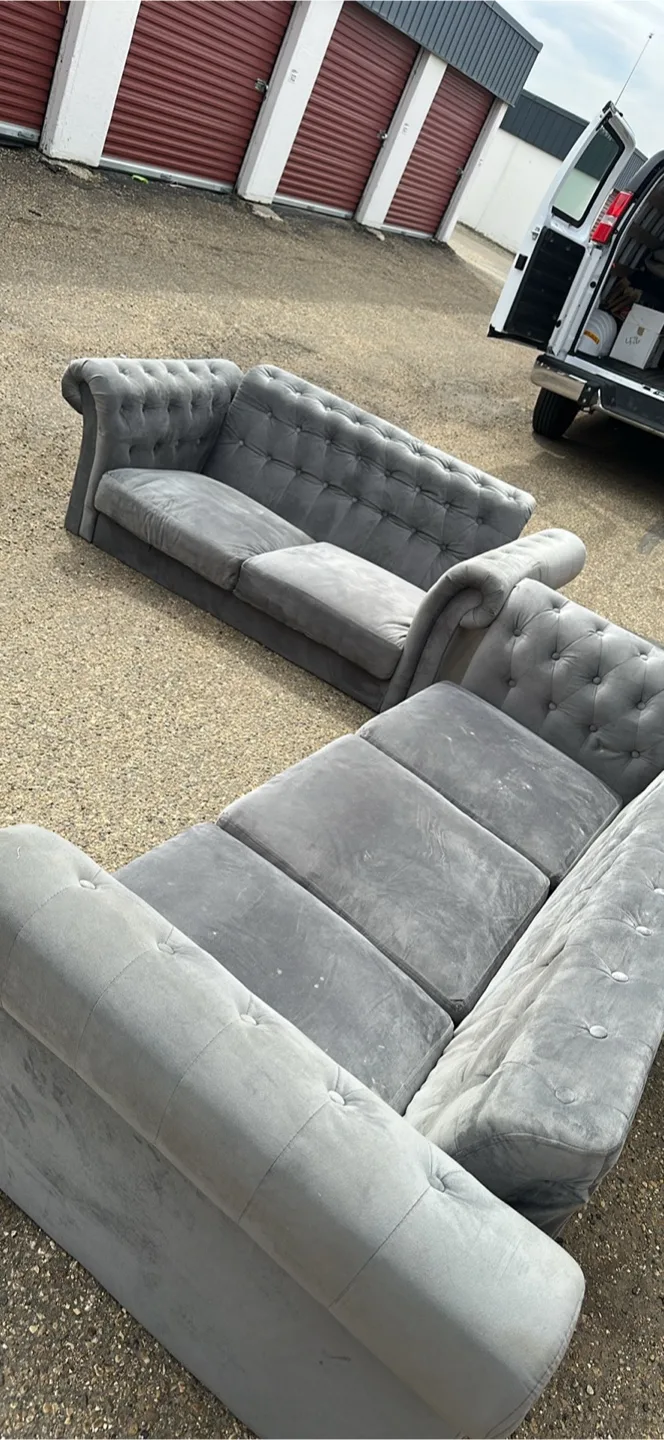 Grey Velvet Sofa Set thumbnail