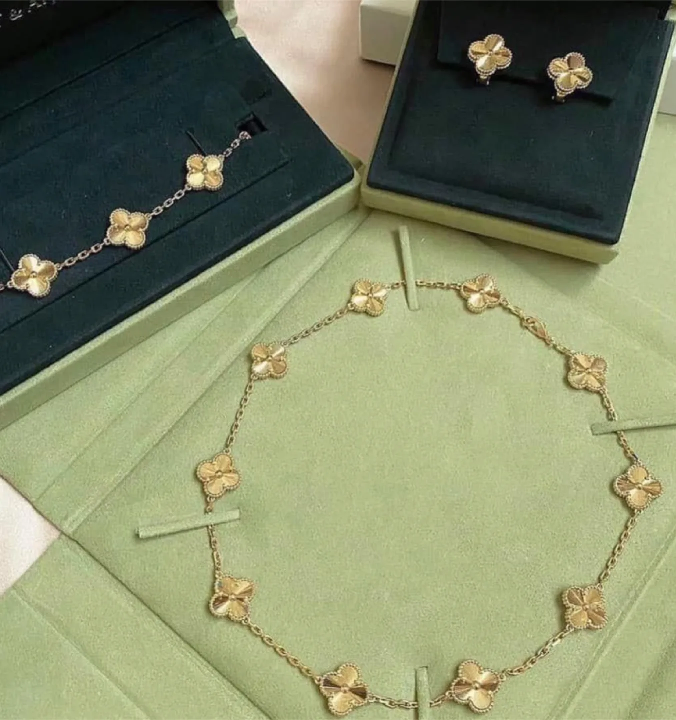 18K gold filled 10 clover necklace set thumbnail