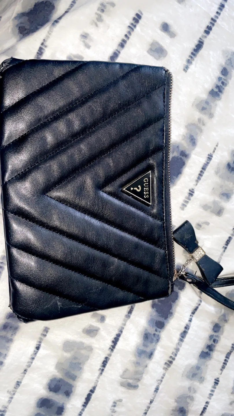 Guess quilted black clutch thumbnail