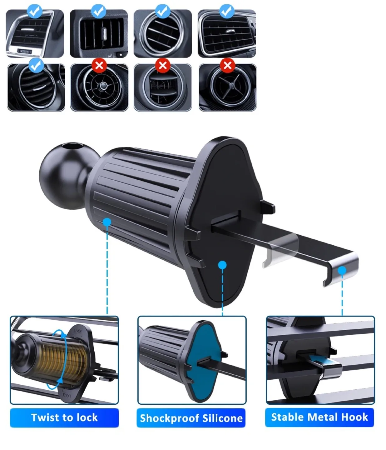 Car Air Vent Phone Mount Holder image indicator(4)