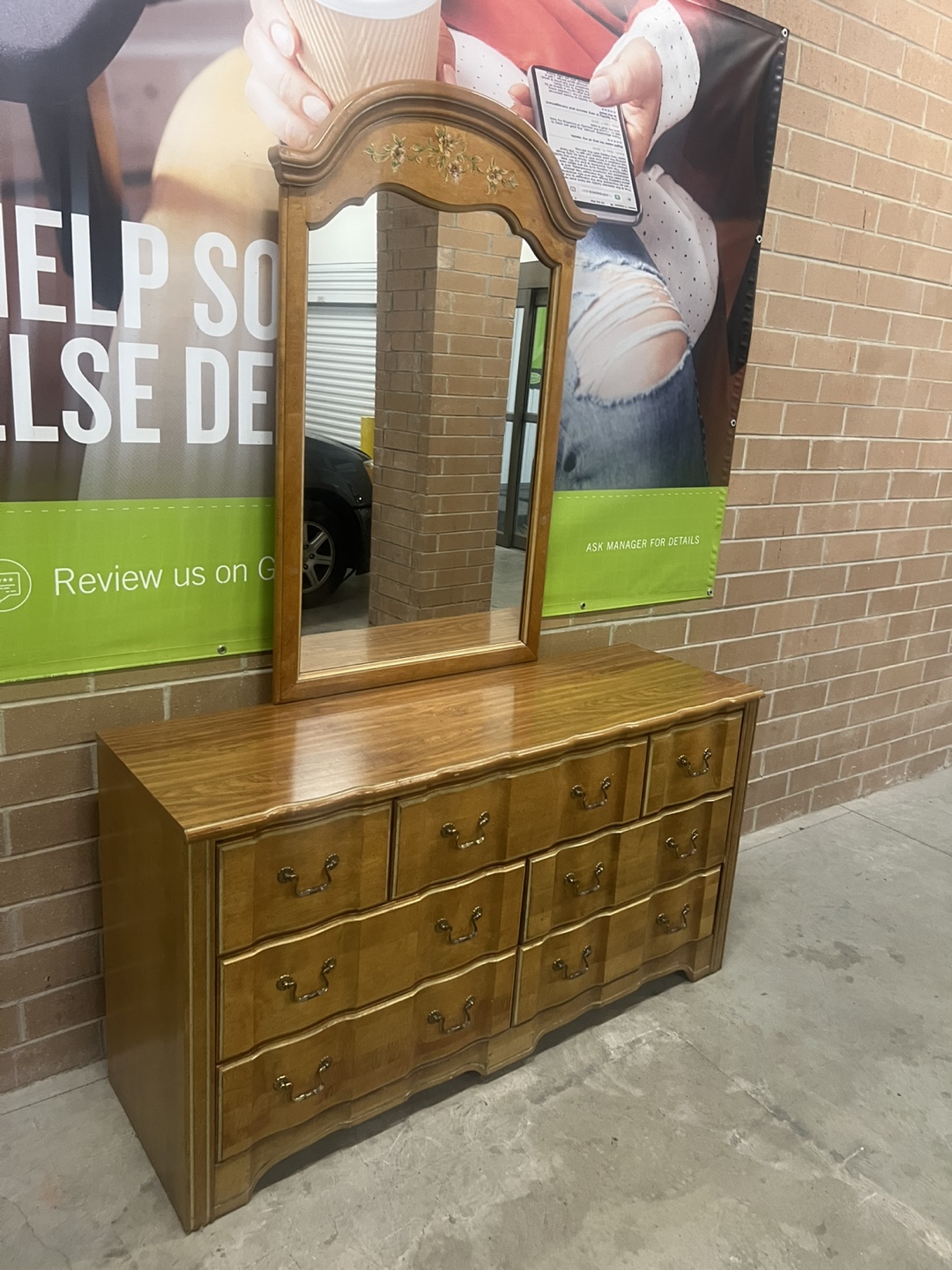 Vintage Wooden Dresser with Mirror - photo 5