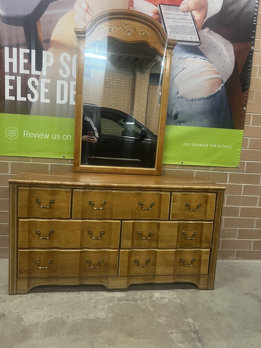 Vintage Wooden Dresser with Mirror - photo 4