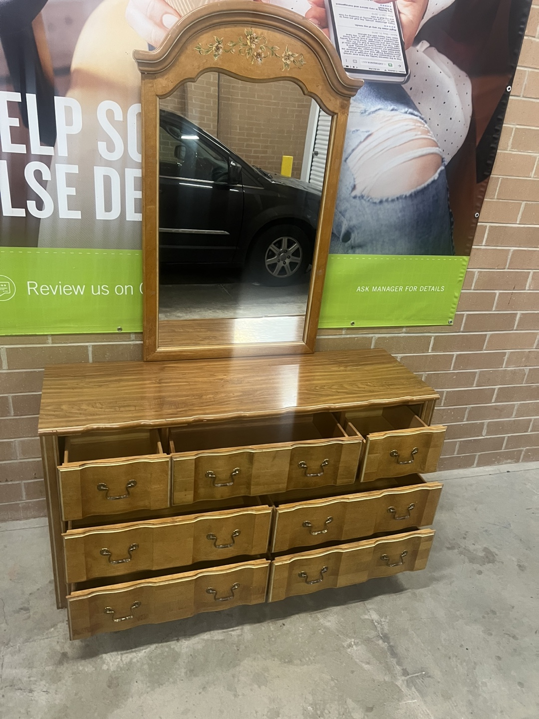 Vintage Wooden Dresser with Mirror - photo 2