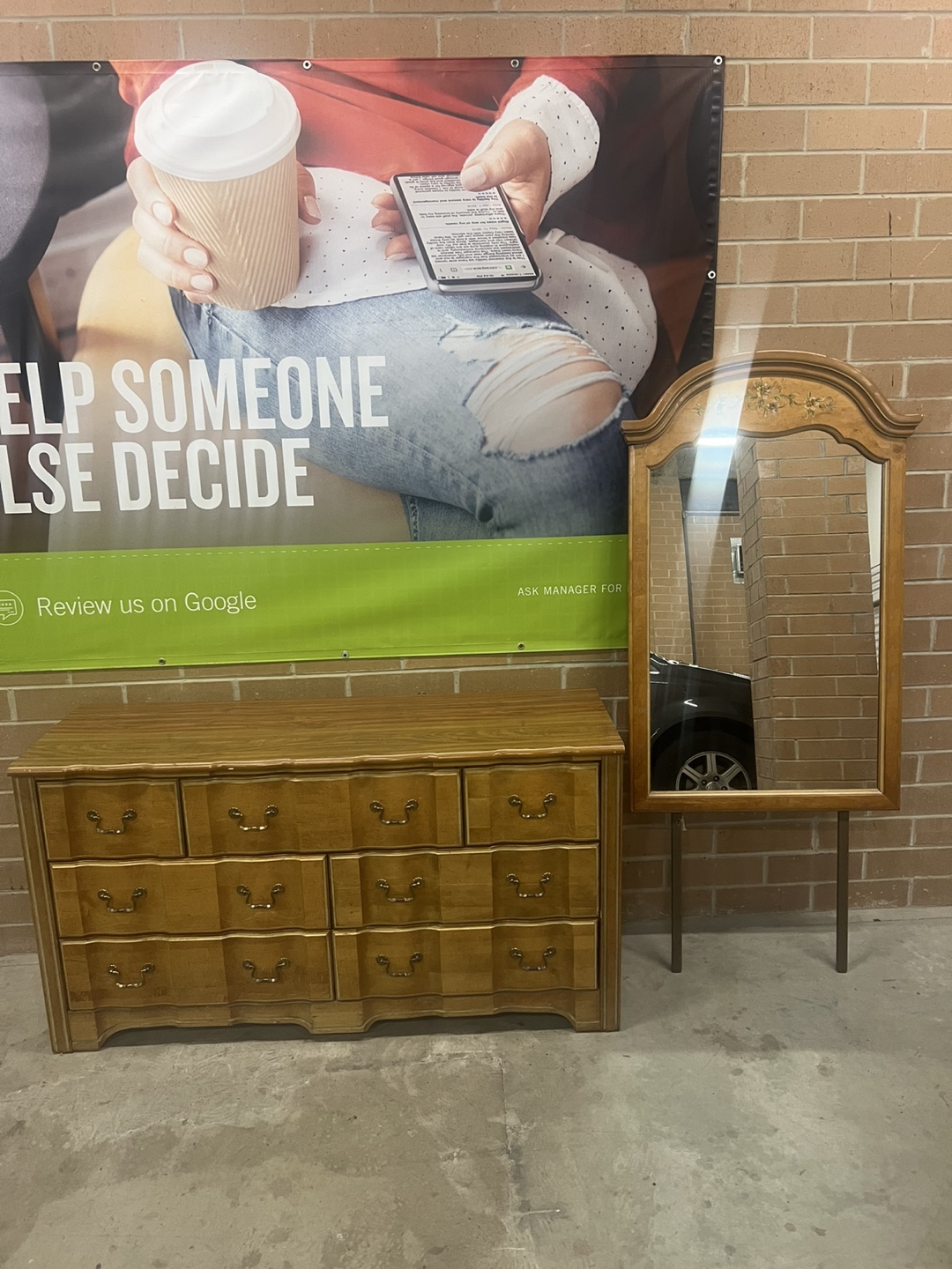 Vintage Wooden Dresser with Mirror - photo 3