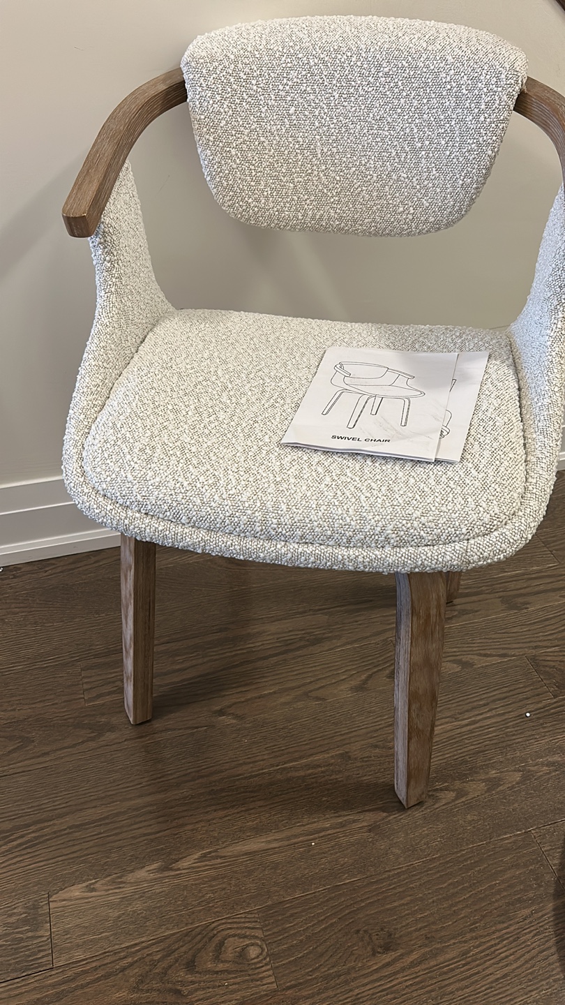 Swivelling Office Chair - Light Grey Fabric and Oak - photo 3