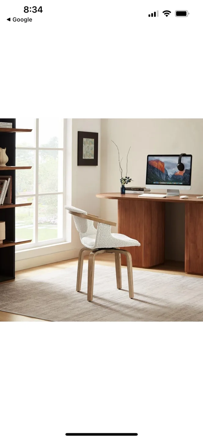 Swivelling Office Chair - Light Grey Fabric and Oak thumbnail