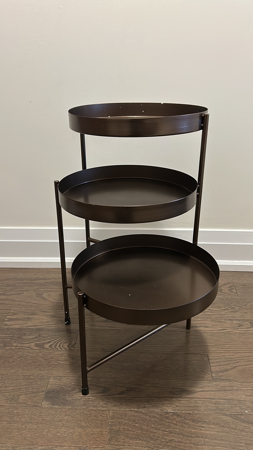 Three-Tiered Round Metal Stand