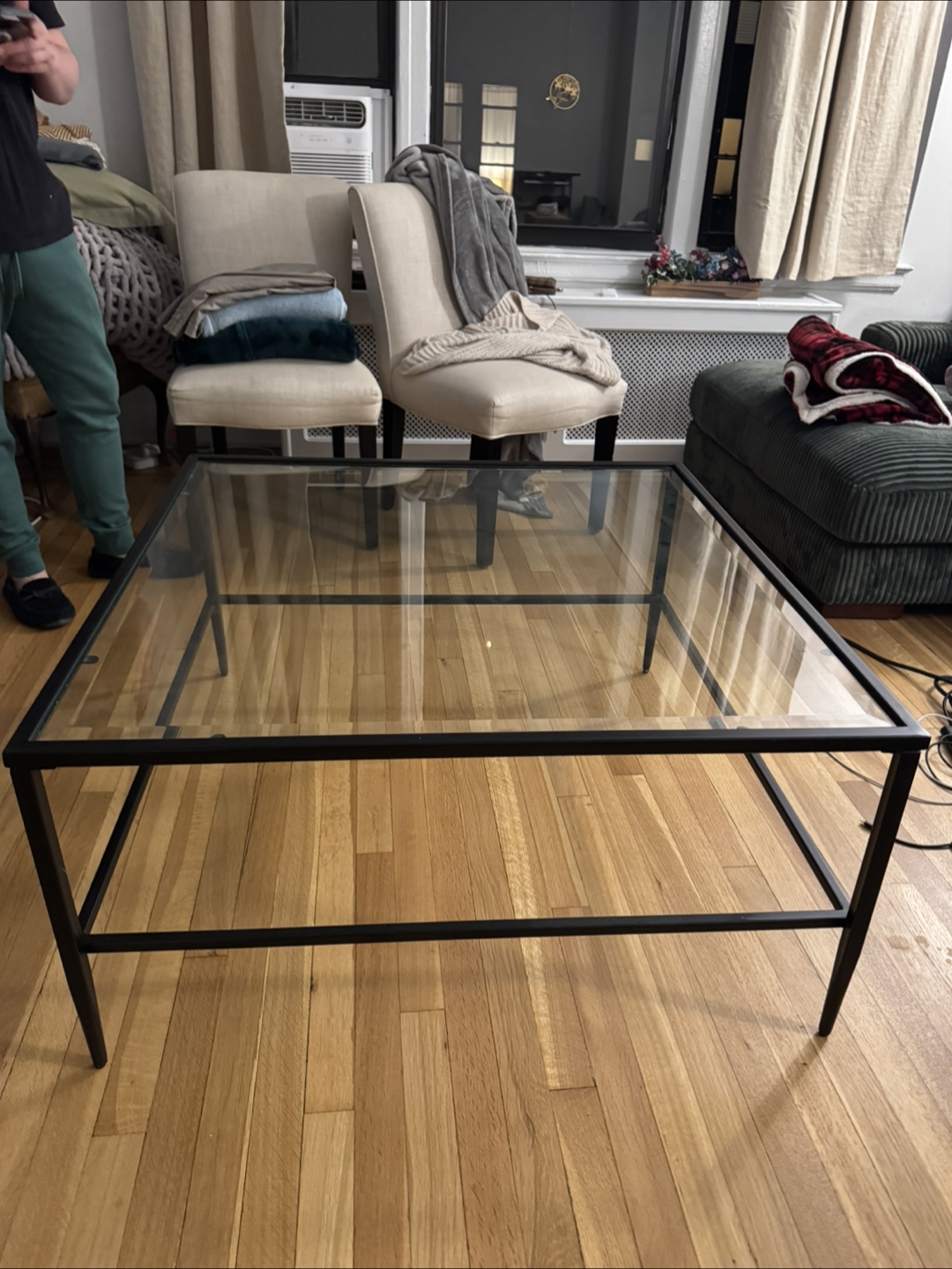 Glass Top Coffee Table with Black Metal Frame - photo 2