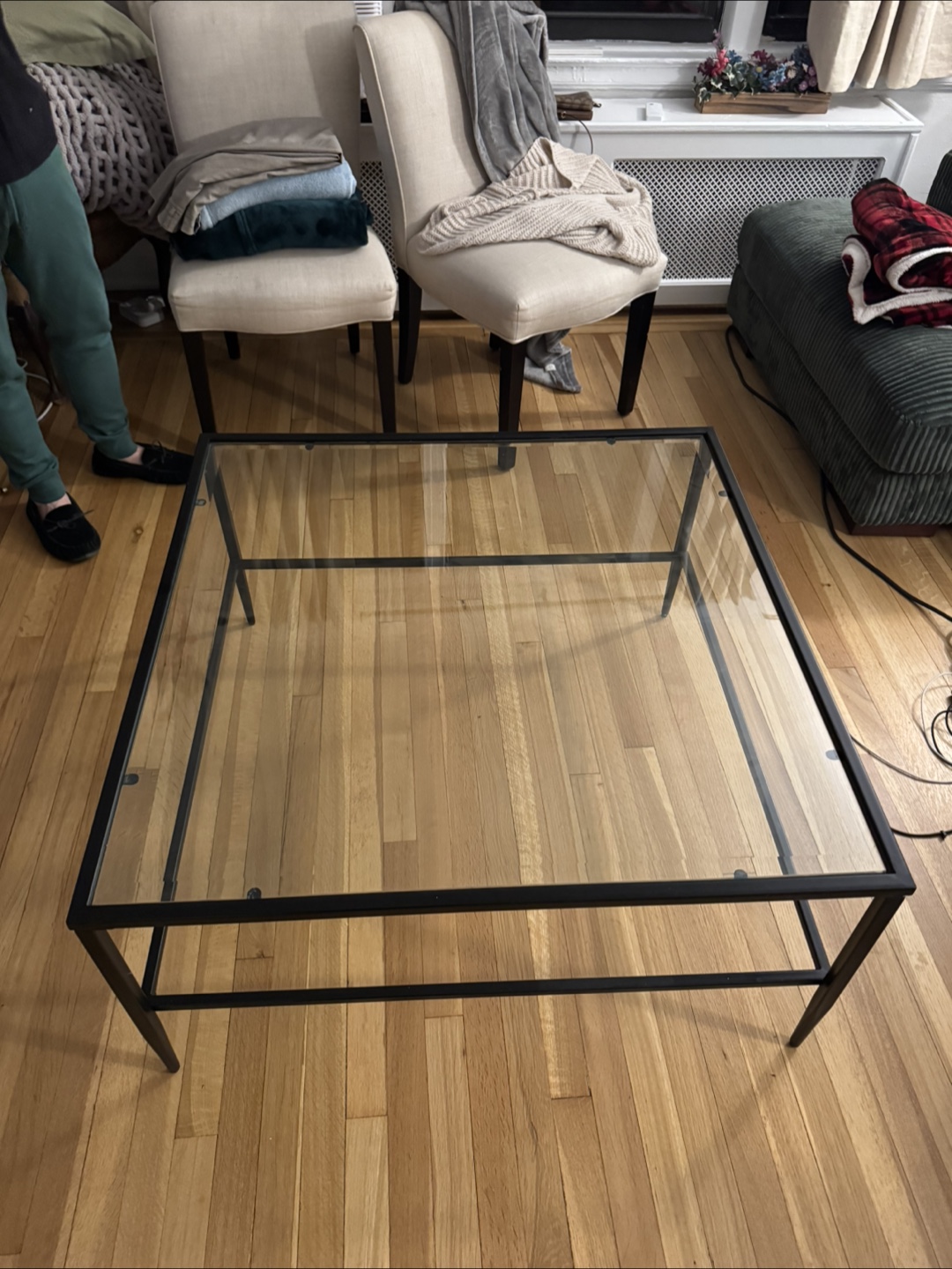 Glass Top Coffee Table with Black Metal Frame - photo 3