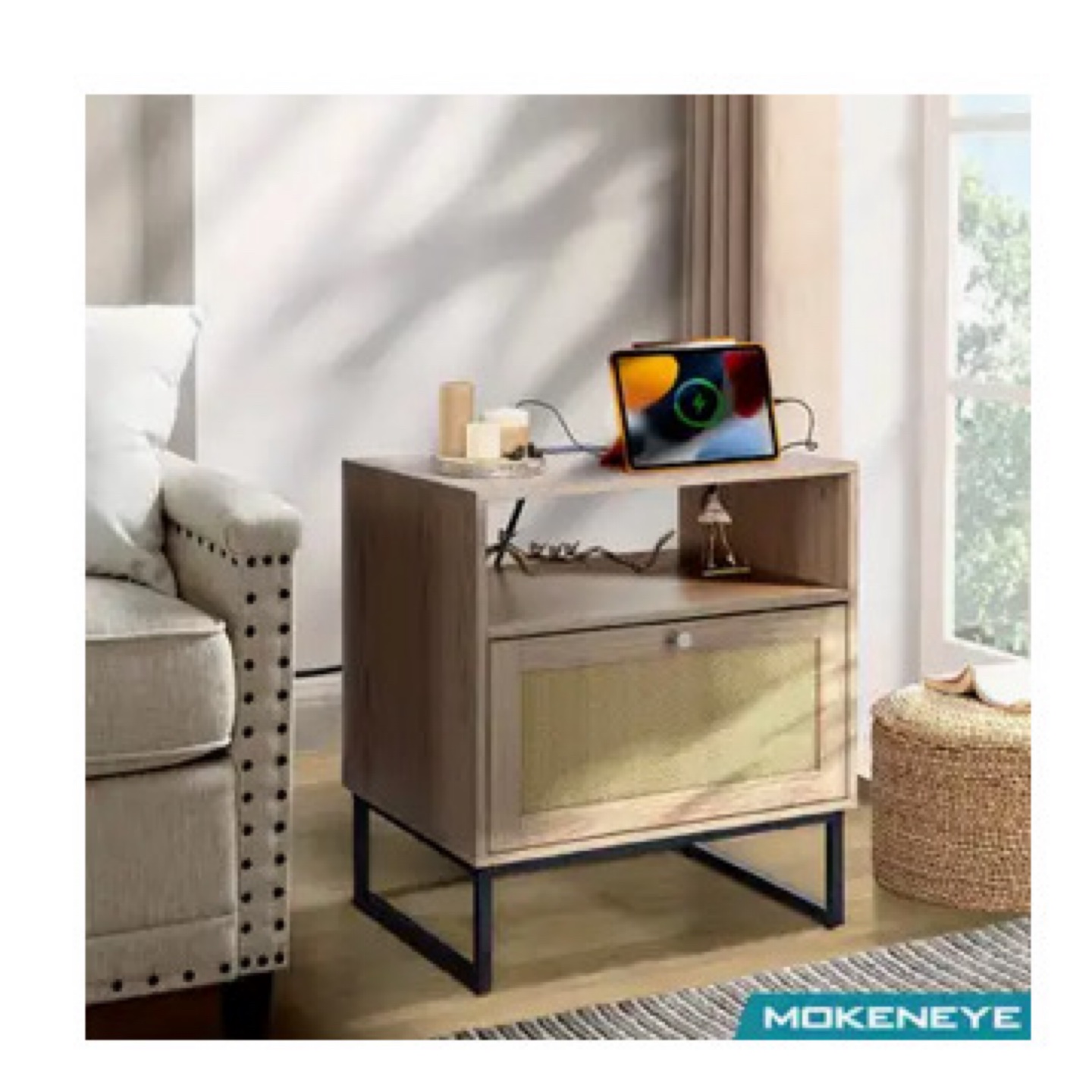 Modern LED Nightstand with Built-in Outlets - photo 2