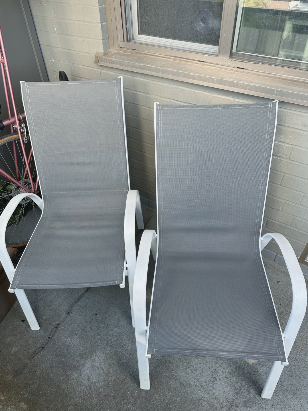 Pair of Grey Sling Patio Chairs - photo 2