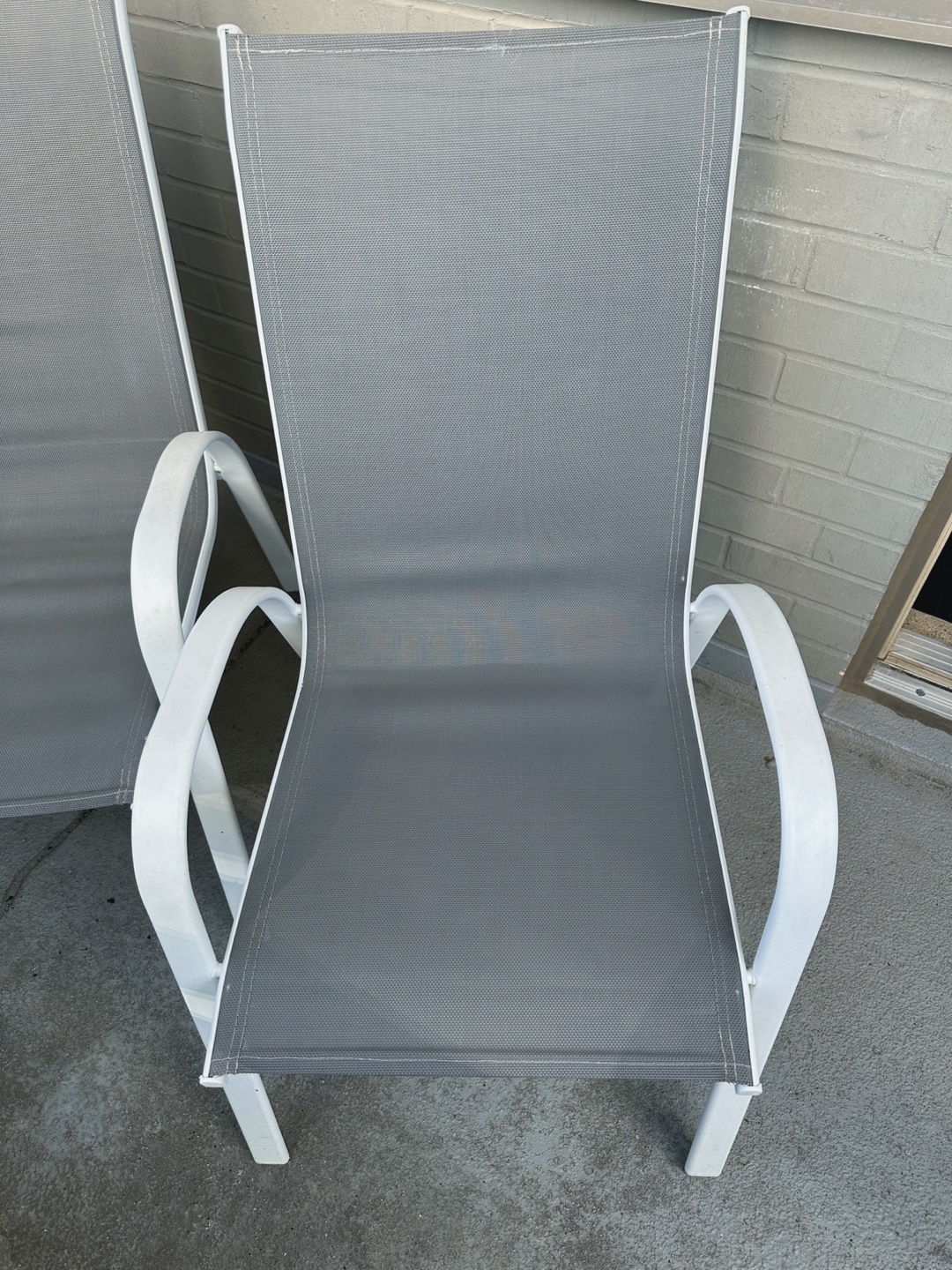 Pair of Grey Sling Patio Chairs