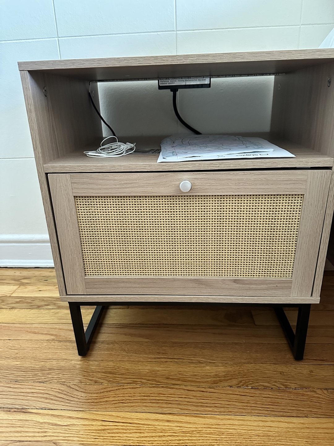 Modern LED Nightstand with Built-in Outlets - photo 4