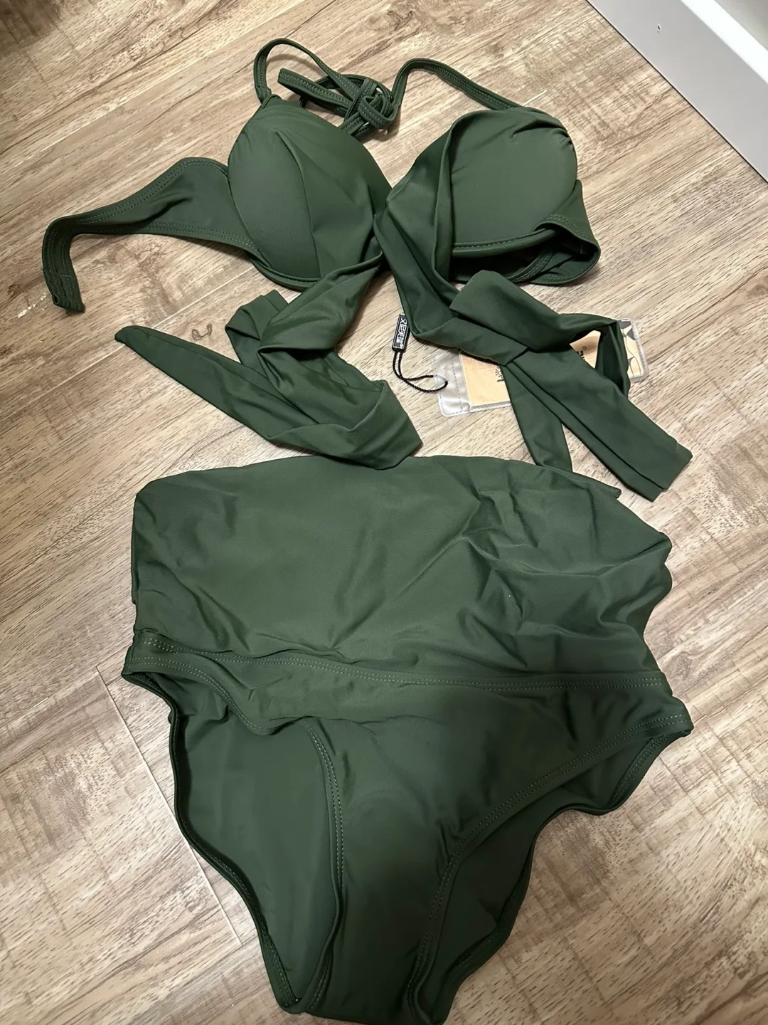 (New!) Olive Green Wrap Bikini Set thumbnail