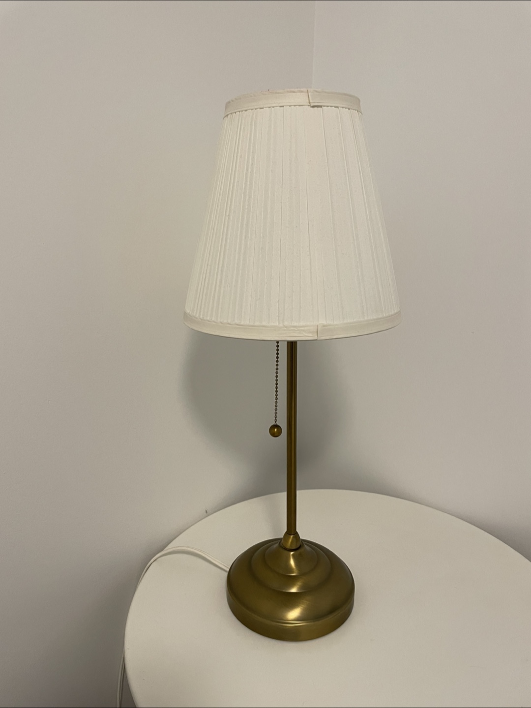 IKEA Arstid Brass/White Table Lamp with Pleated Shade - photo 2