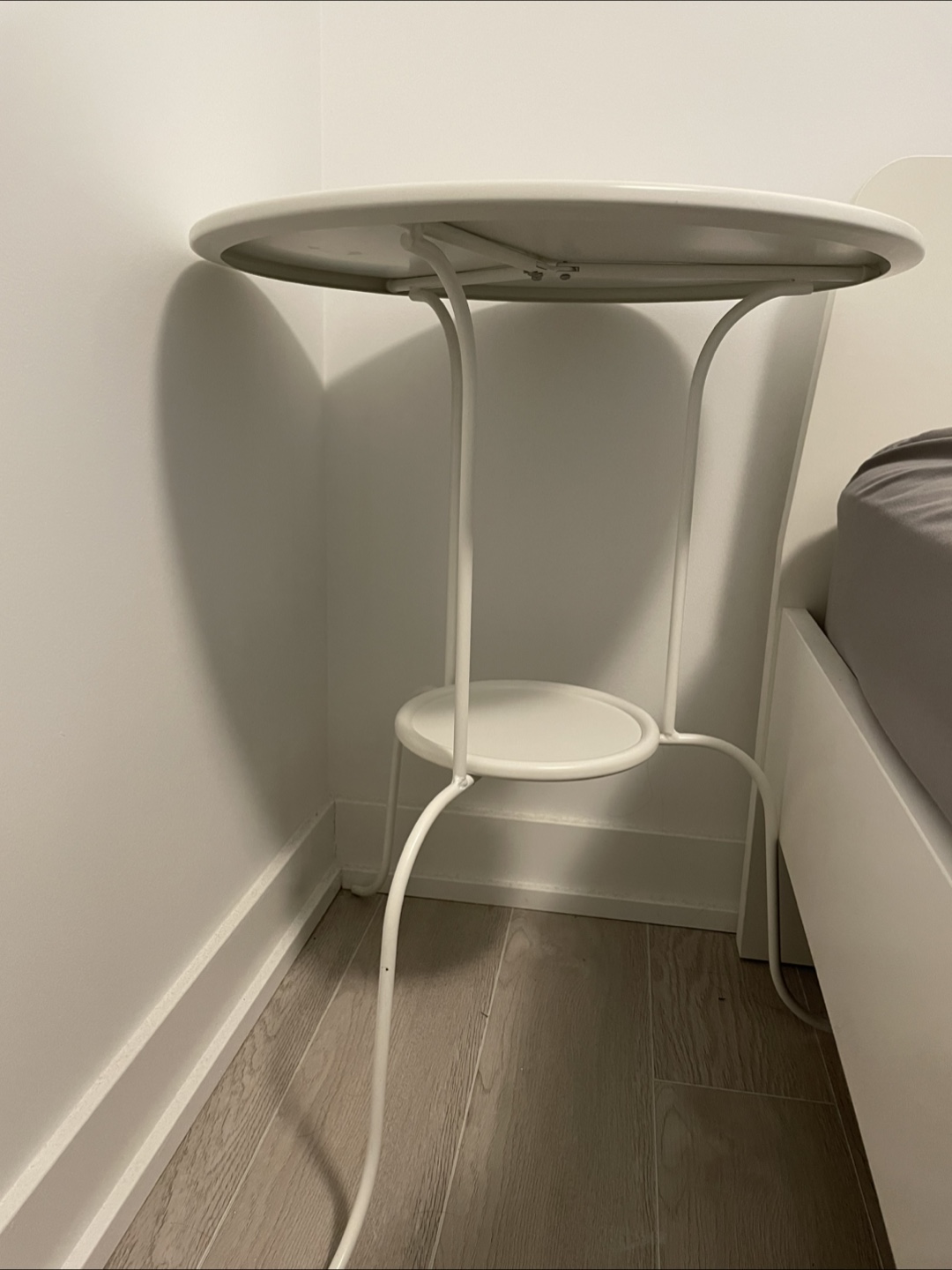 Ikea Lindved White Round Side Table with Lower Shelf - photo 4