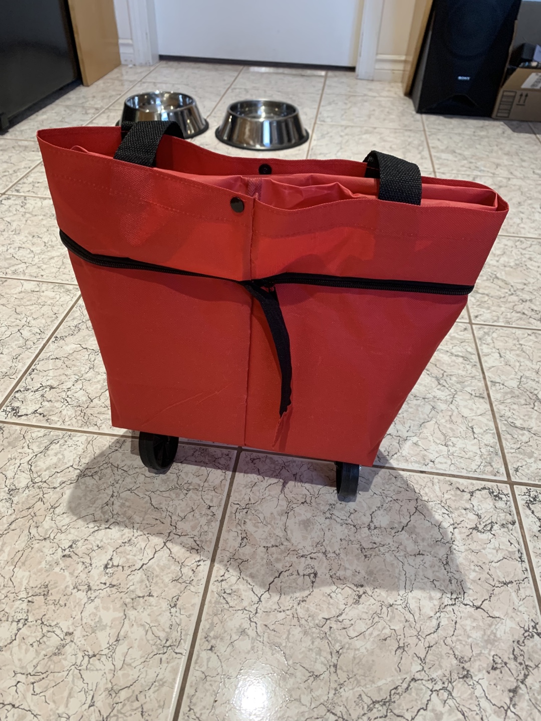 Red Rolling Shopping Tote Bag - photo 2