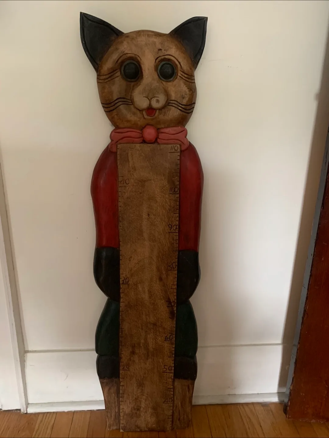 Vintage Wooden Cat Growth Chart thumbnail