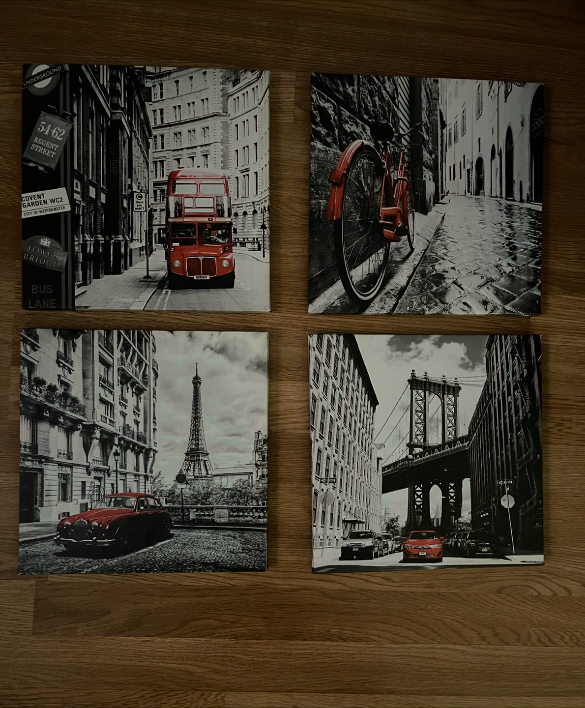 Set of 4 European Cityscape Canvas Prints