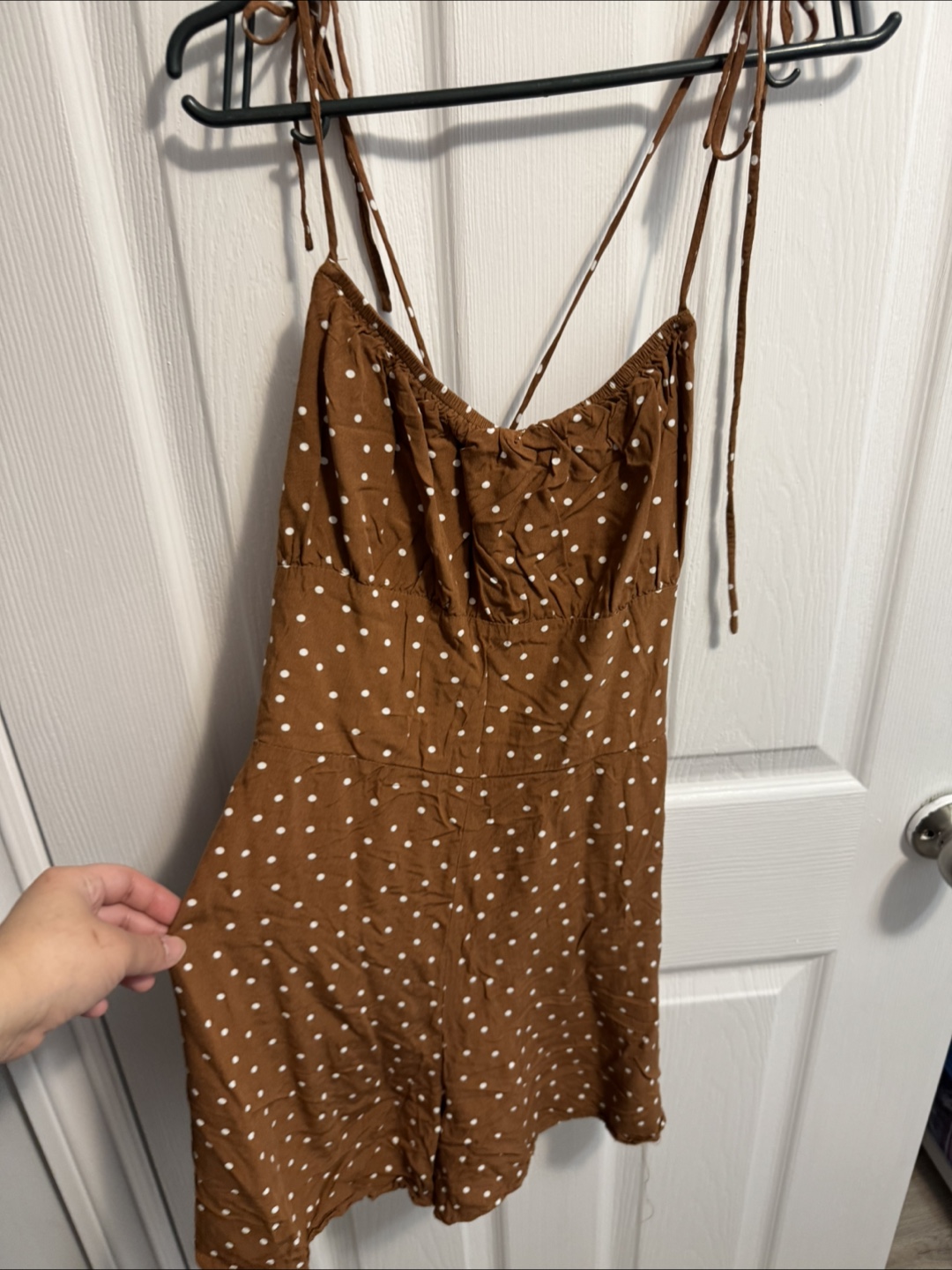 Free People Size XL Brown Polka Dot Jumper - photo 2