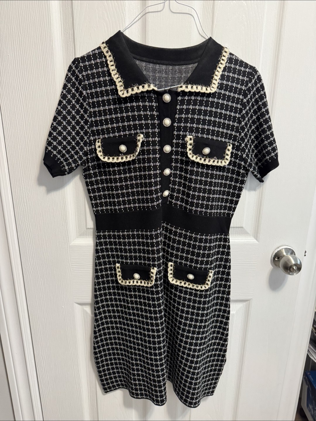 Black and White Knitted Mini Dress - photo 3