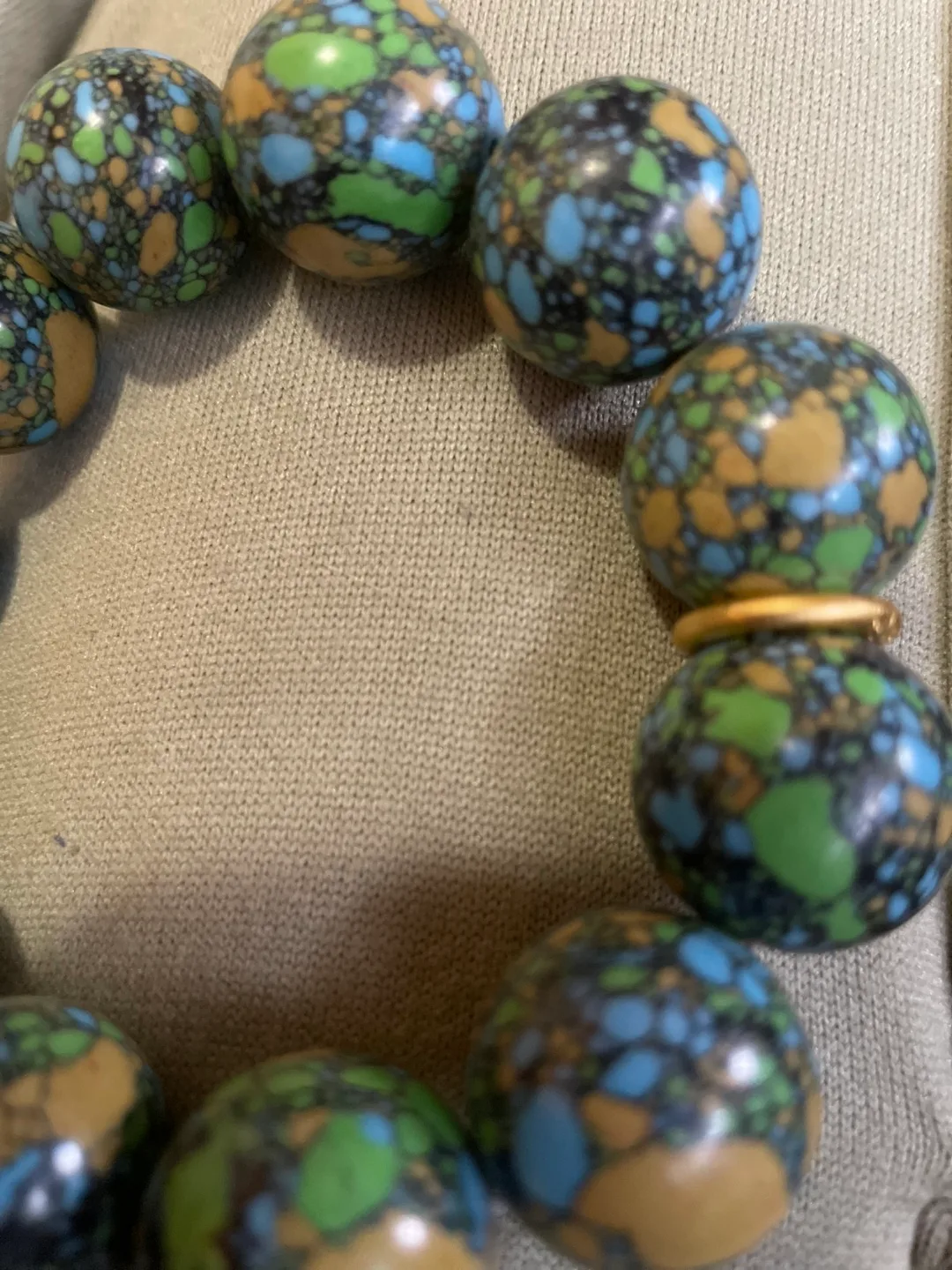 🧡Beautiful Natural Sancai Turquoise Stone 20mm Bracelet image indicator(2)