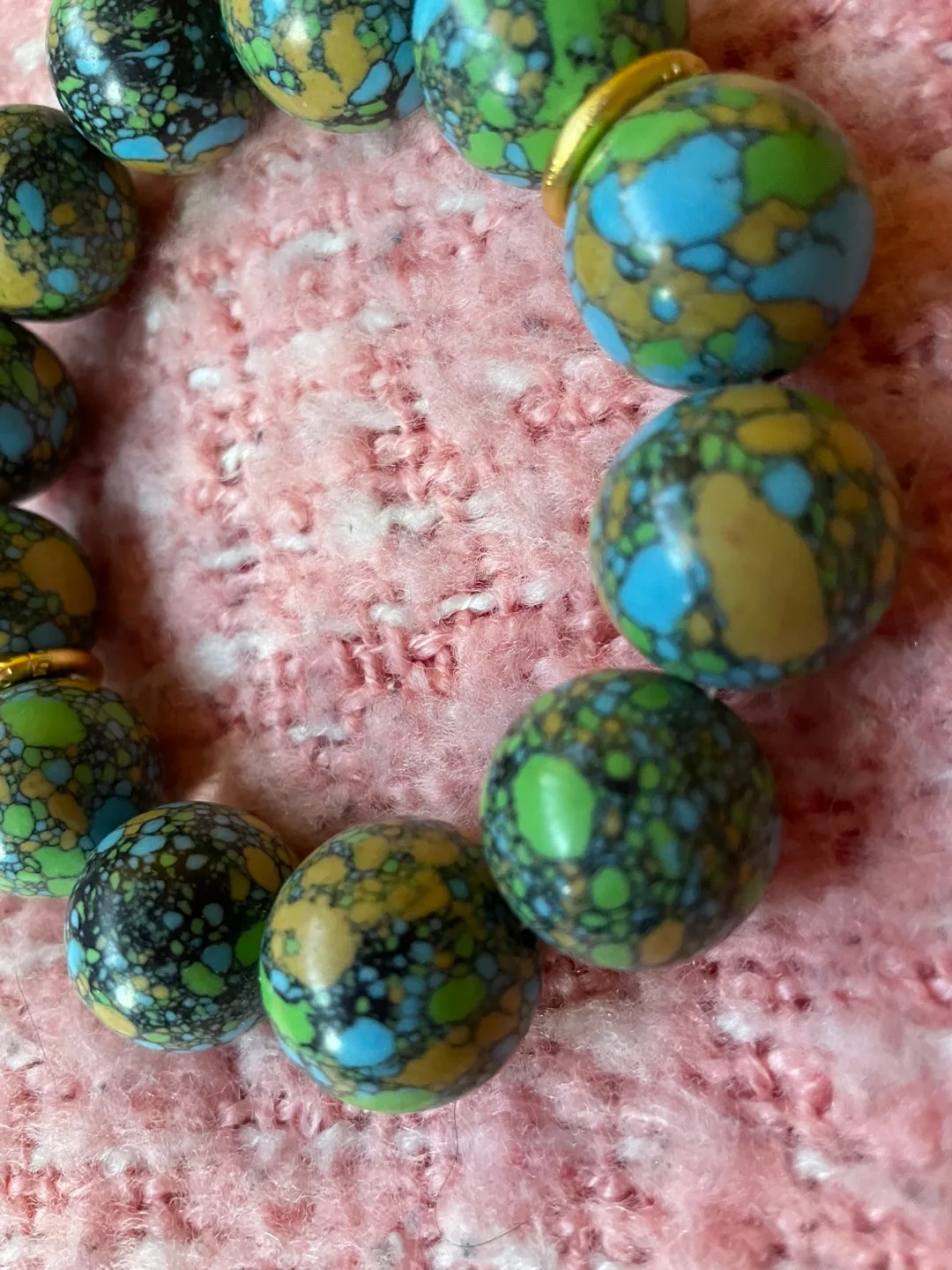 🧡Beautiful Natural Sancai Turquoise Stone 20mm Bracelet image indicator(3)