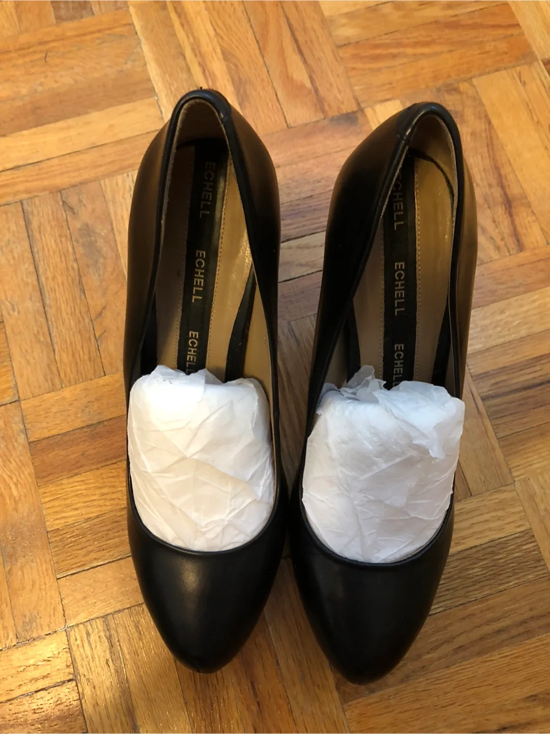 🧡Echelon Black Leather Heels image indicator(2)