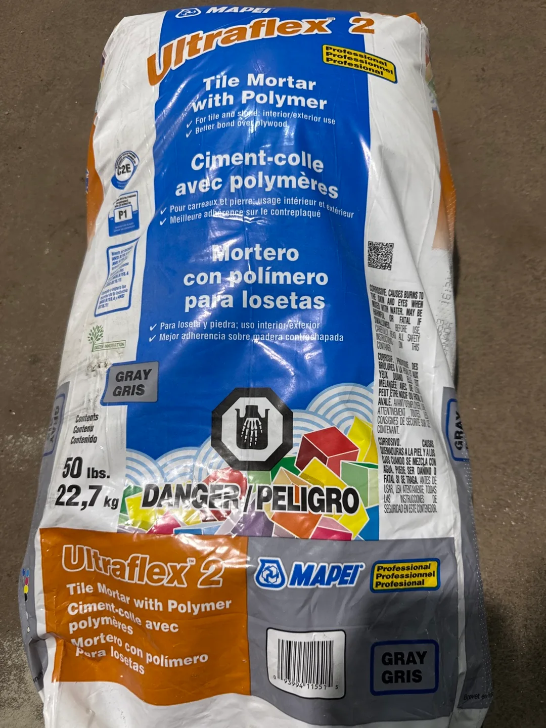 MAPEI Ultraflex 2 Gray Tile Mortar - 50lbs thumbnail