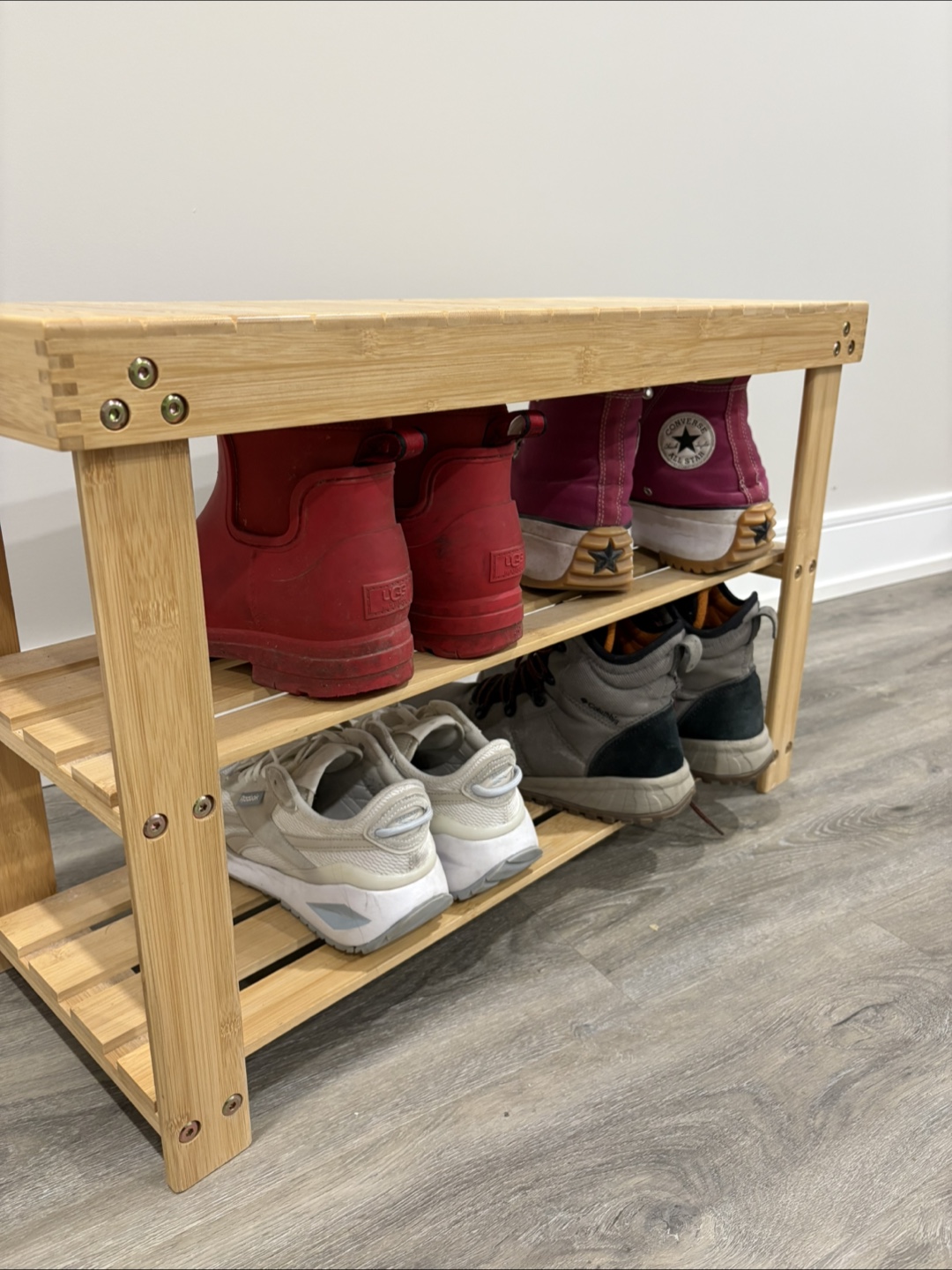 Bamboo Shoe Rack with Bench