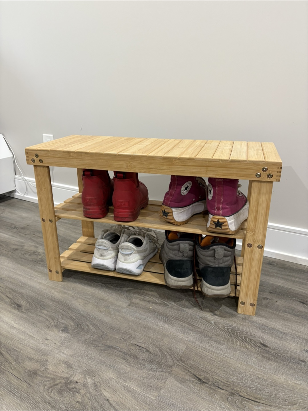 Bamboo Shoe Rack with Bench - photo 2