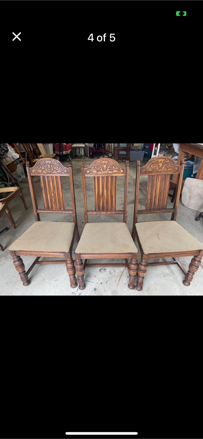 Set of Three Antique Wooden Dining Chairs