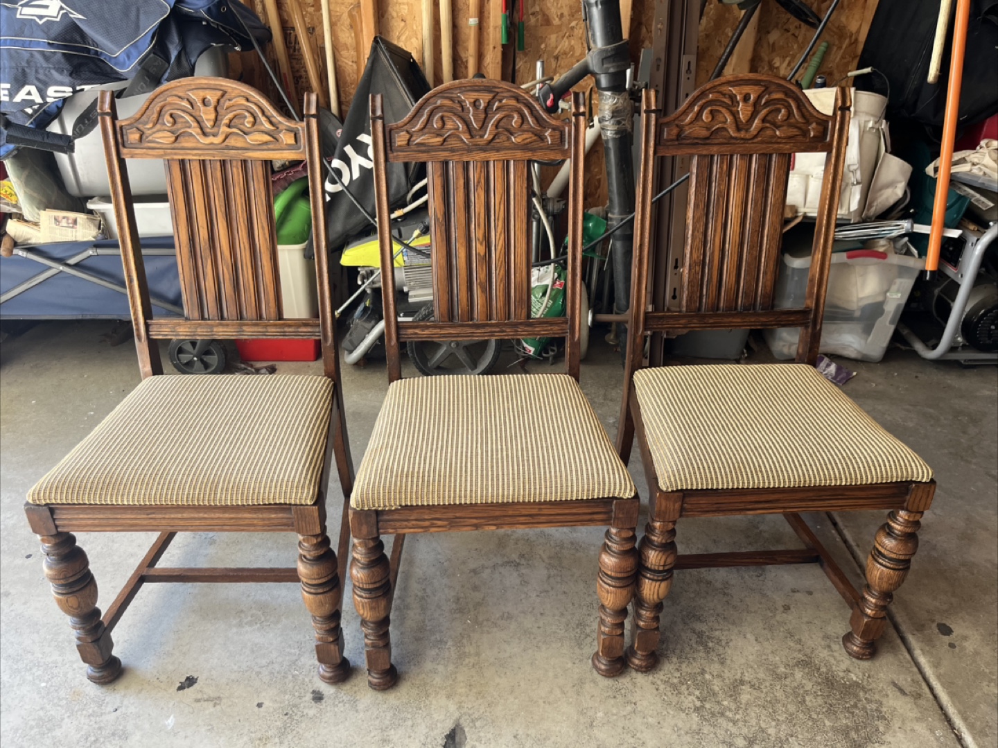 Set of Three Antique Wooden Dining Chairs - photo 3