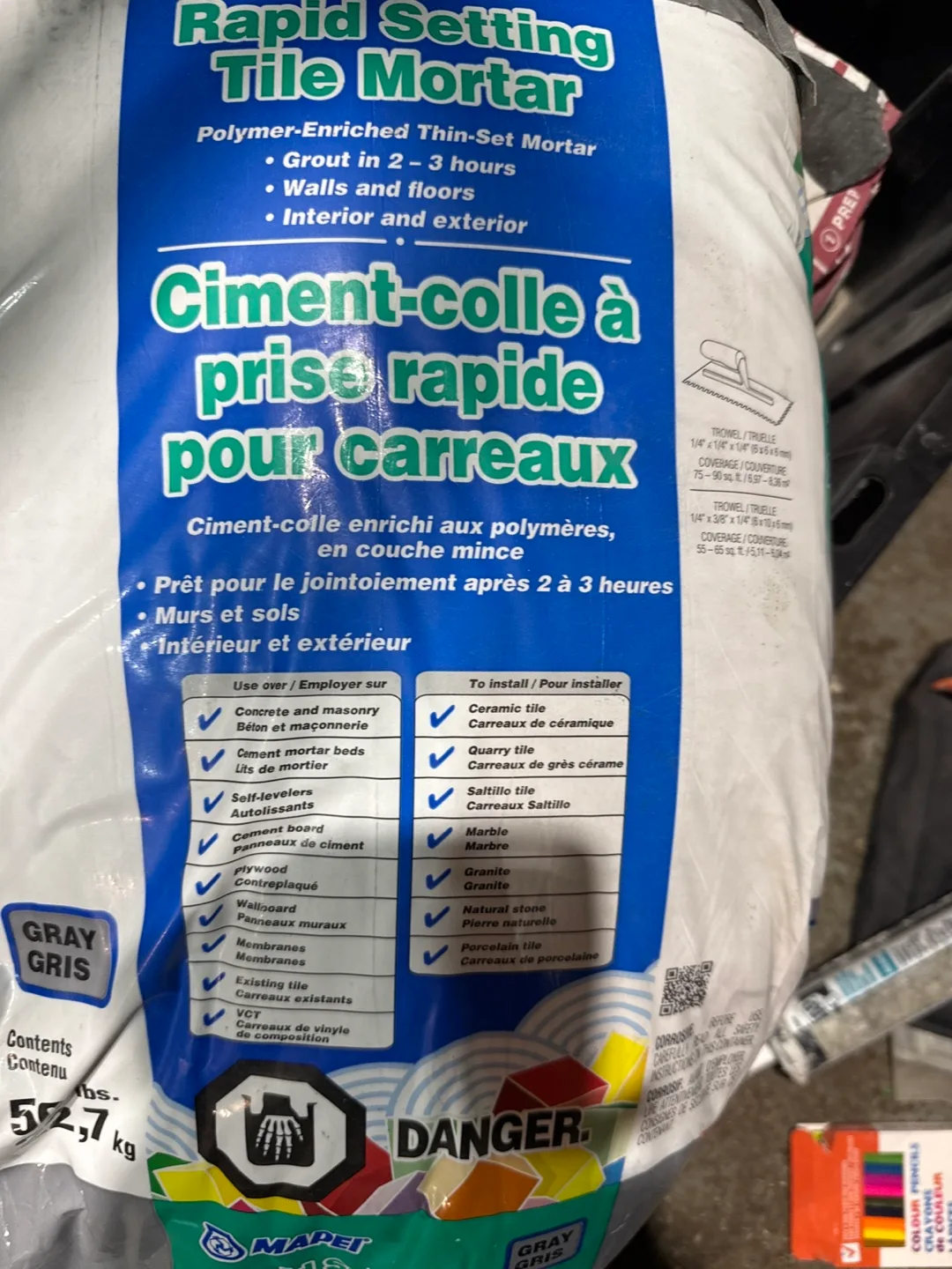 Rapid Setting Tile Mortar - Gray - 52.7kg thumbnail