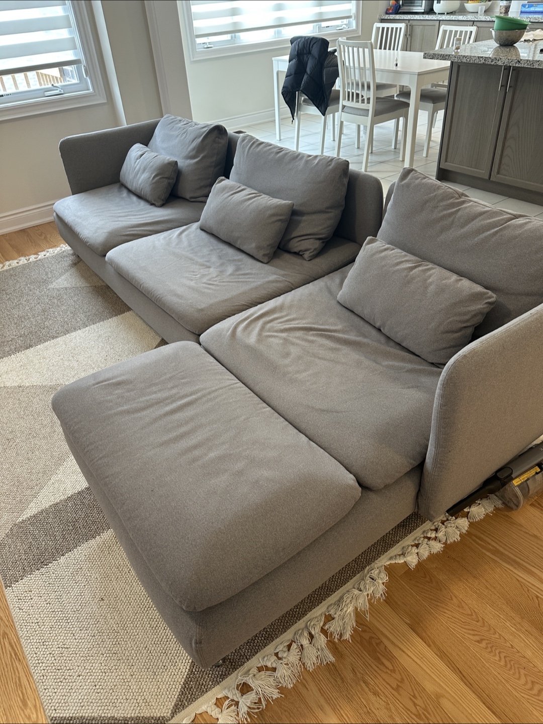 IKEA Grey Sectional Sofa with Ottoman - photo 3