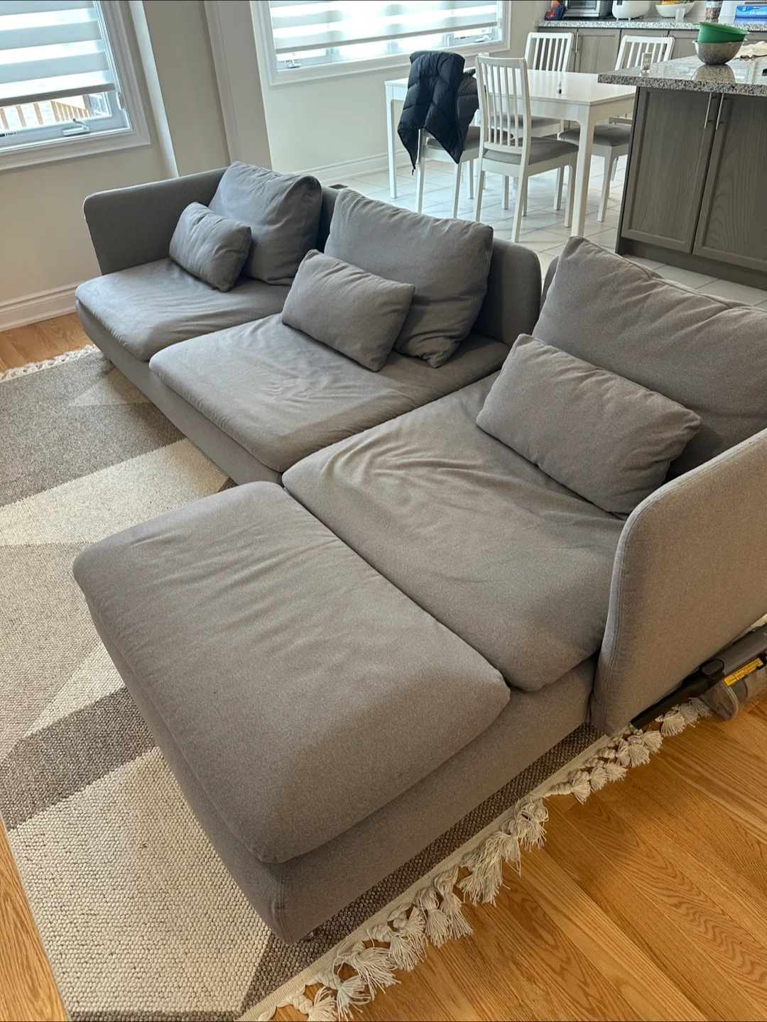 IKEA Grey Sectional Sofa with Ottoman image indicator(3)