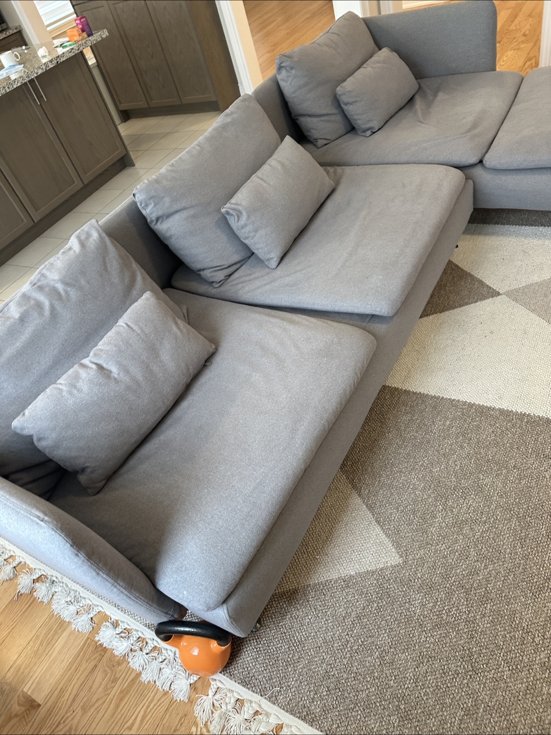 IKEA Grey Sectional Sofa with Ottoman - photo 4