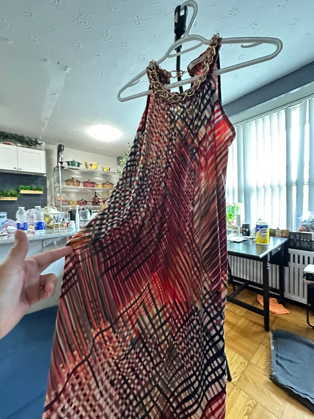 Kalie Women's Size Medium Halter Neck Chain Detail Midi Dress image indicator(2)