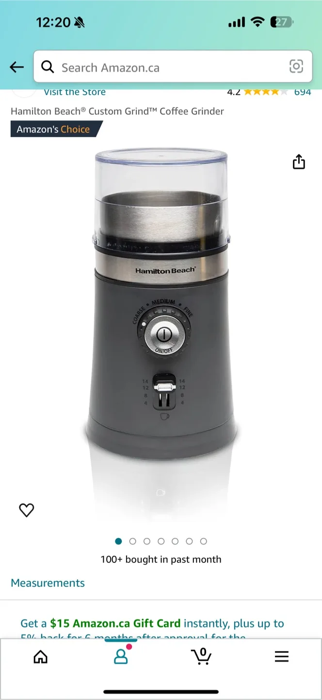 Hamilton Beach Custom Grind Coffee Grinder thumbnail