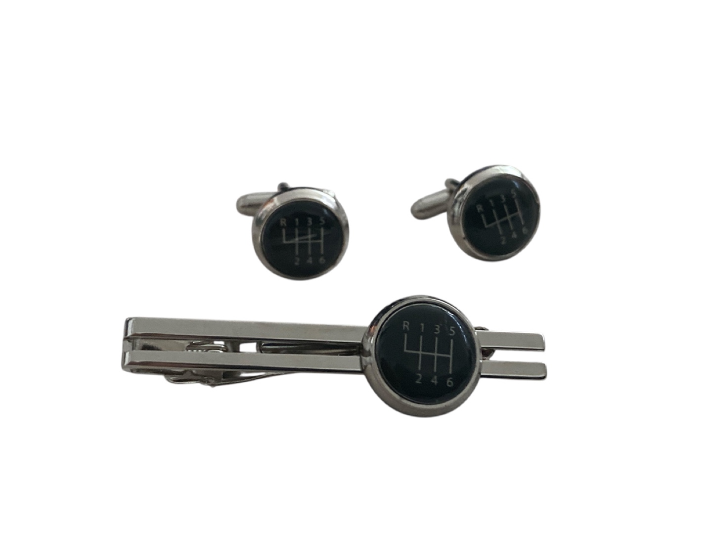Men's Cufflinks and Tie Clip Set - Gear Shift Design - photo 2
