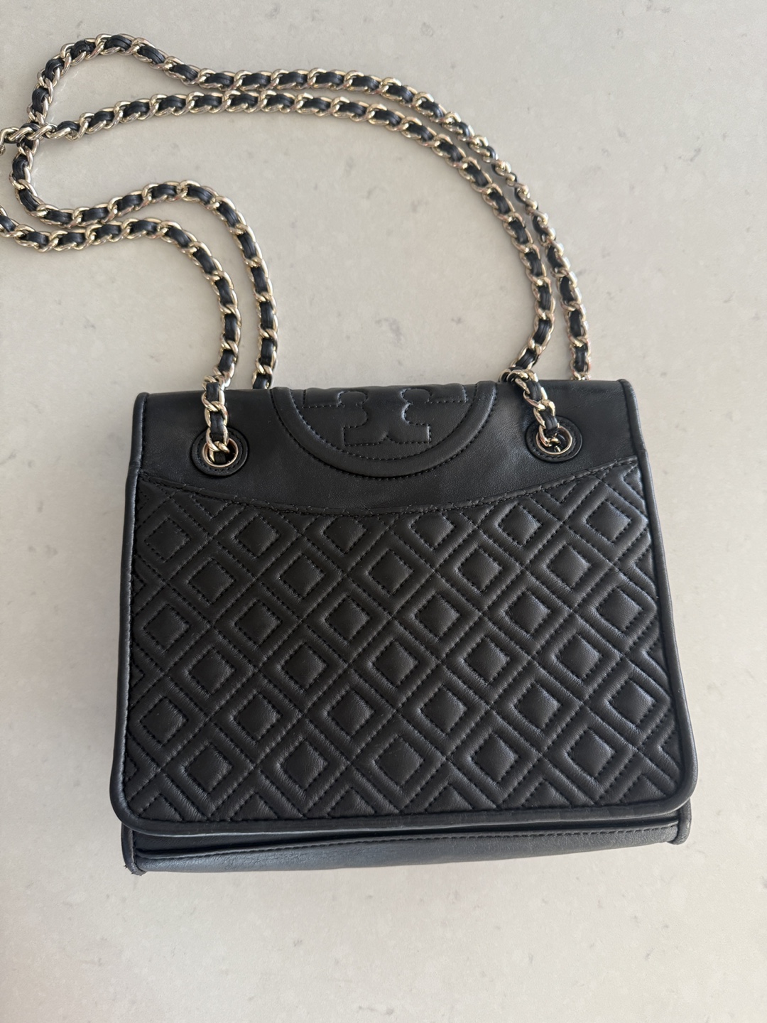 Tory Burch Black Quilted Leather Shoulder Bag