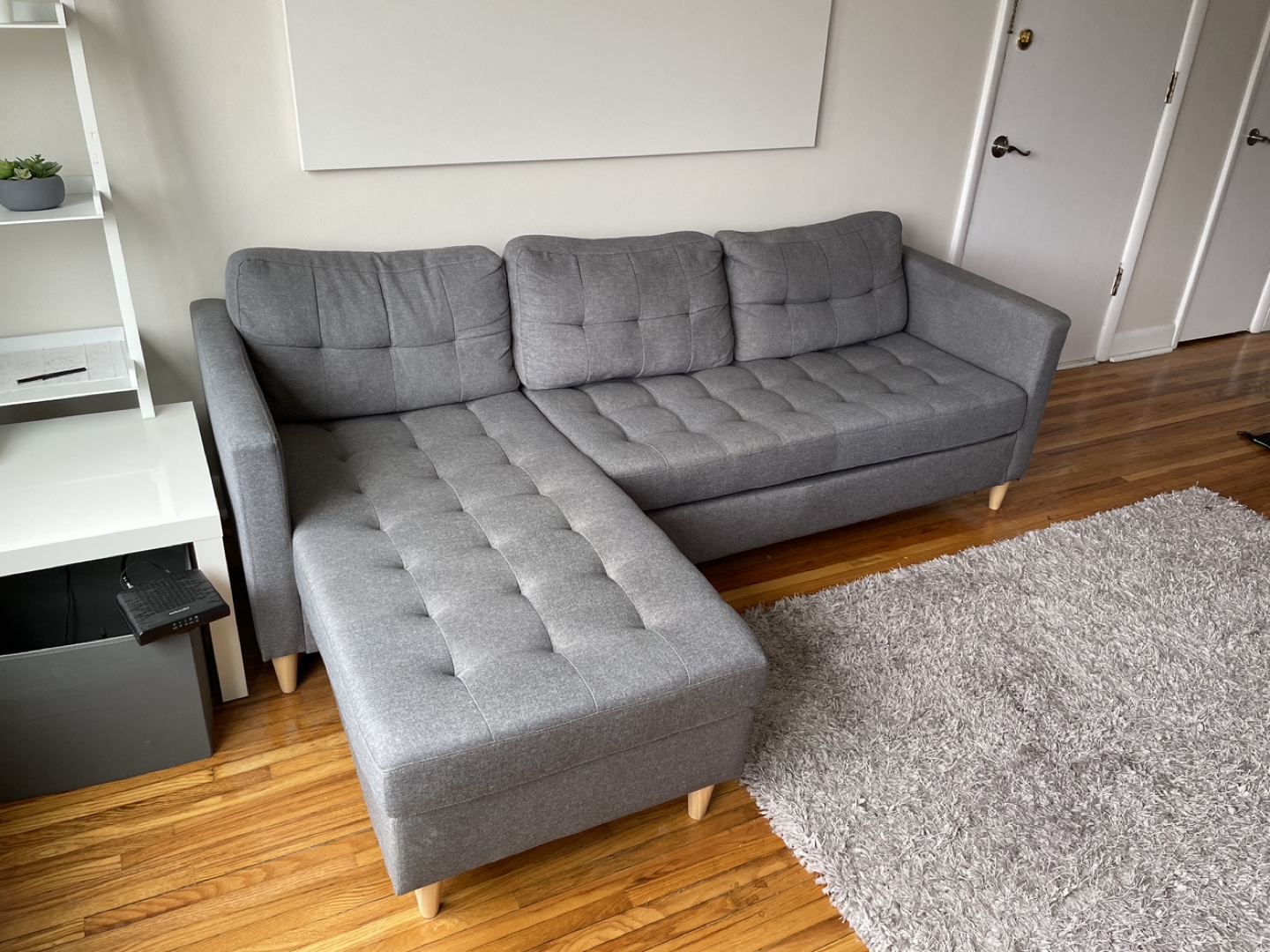 Grey fabric sectional sofa