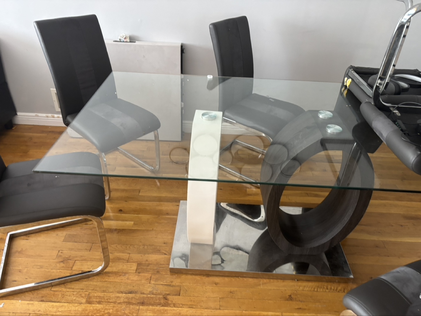 Glass dining room table set