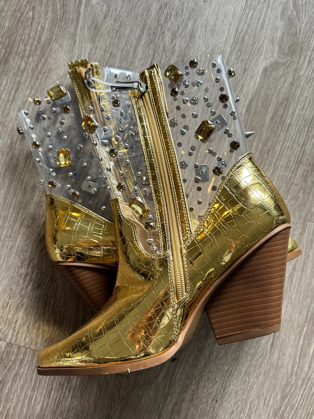 Gold Cowboy Boots w/ Studs & Rhinestones 🧡 image indicator(4)