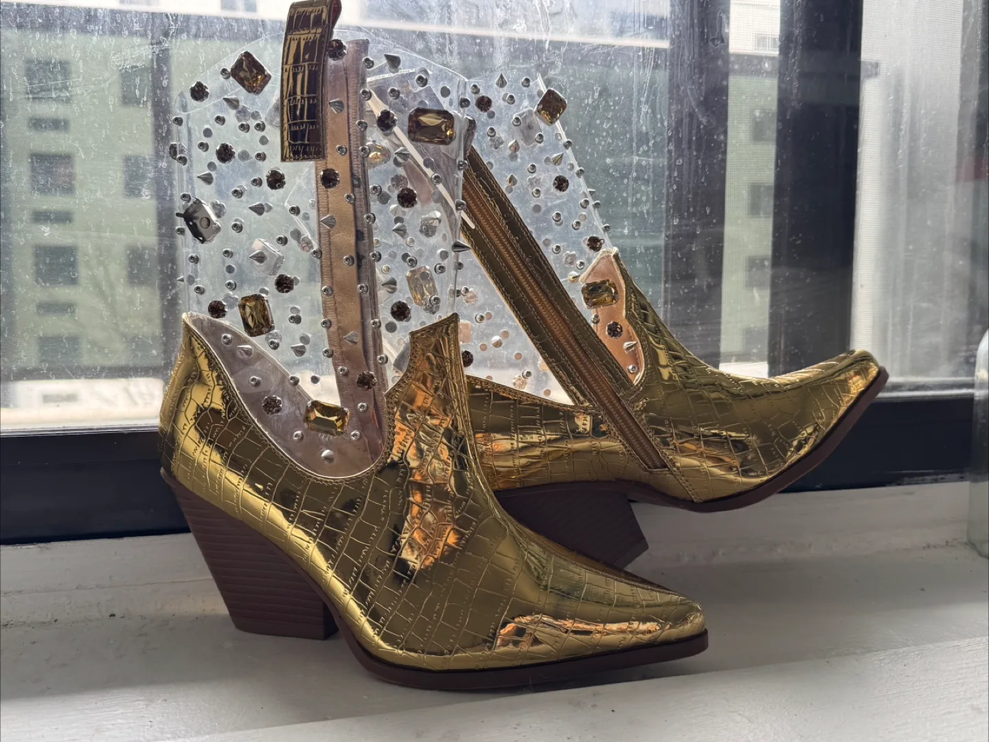Gold Cowboy Boots w/ Studs & Rhinestones 🧡 image indicator(6)