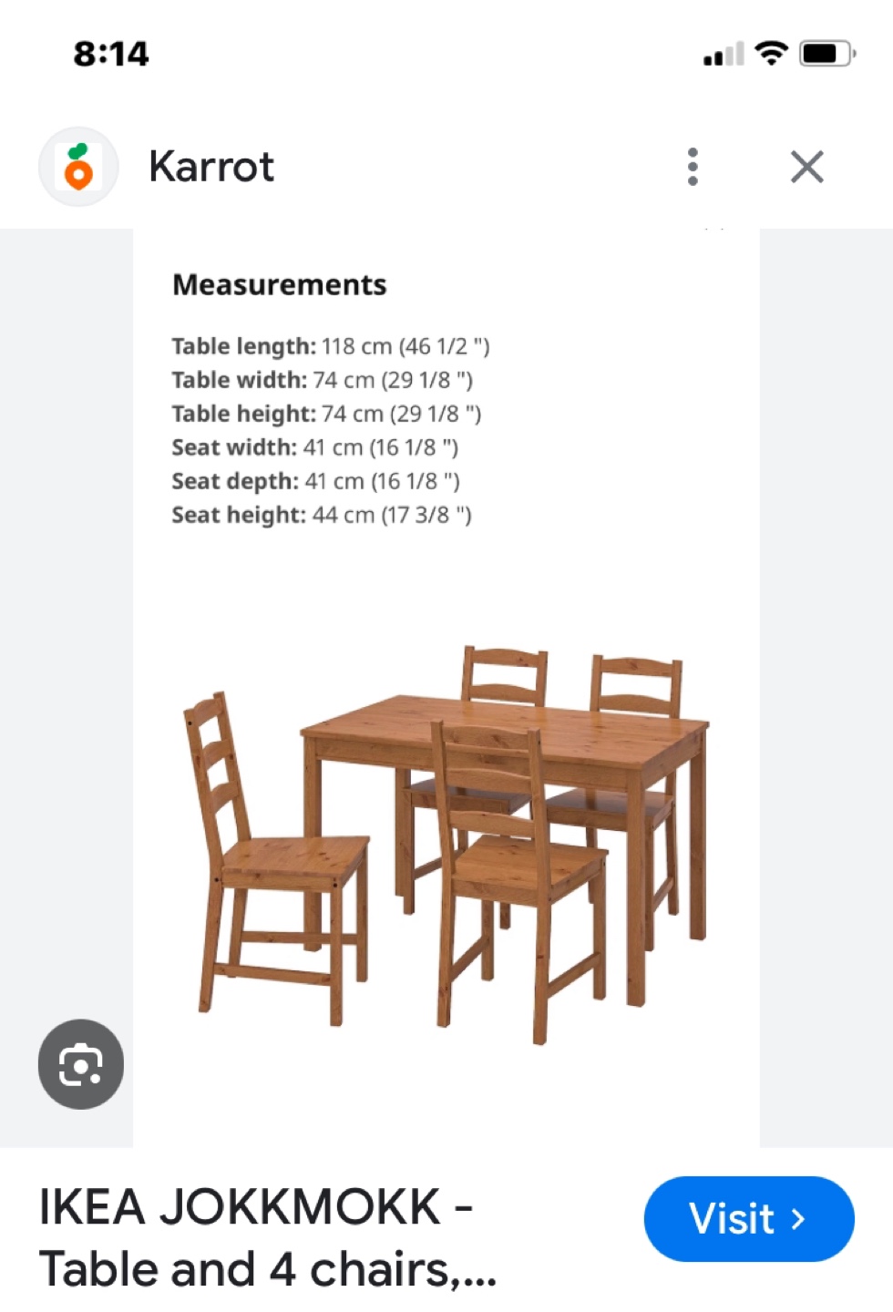 IKEA Wooden Dining Table with 4 Chairs - photo 2