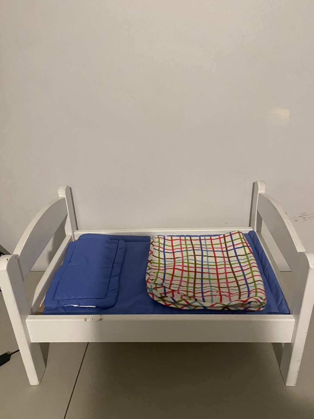 Wooden Doll bed with bedding