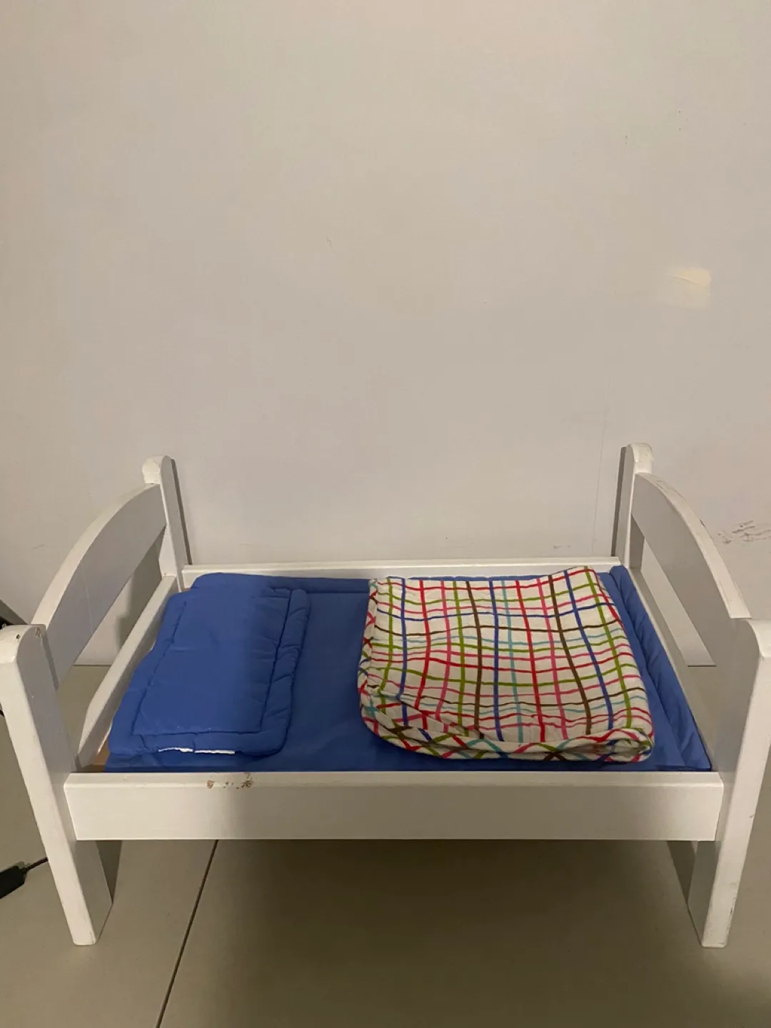 Wooden Doll bed with bedding thumbnail