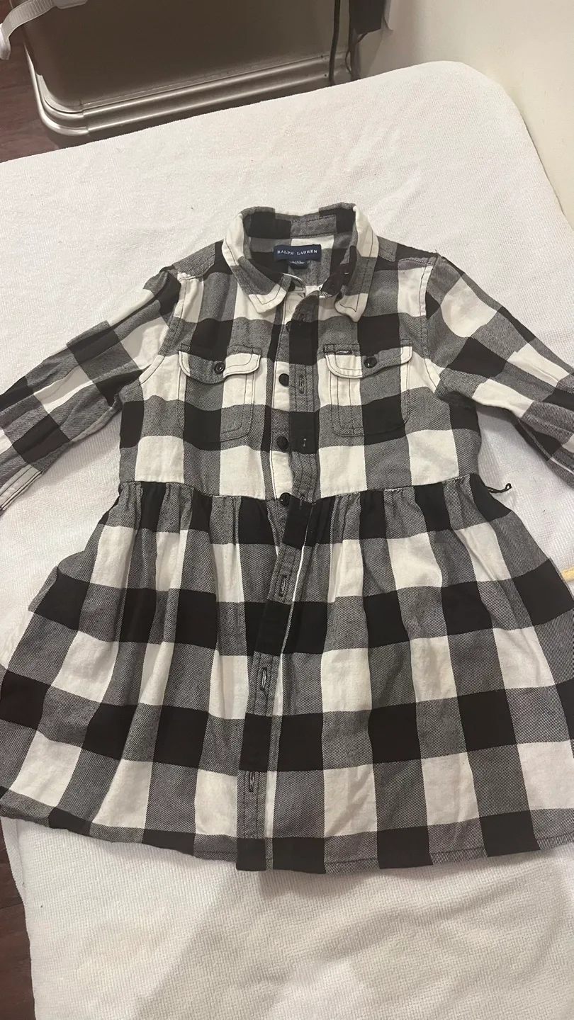 Girls' Ralph Lauren Black and White Flannel Dress thumbnail